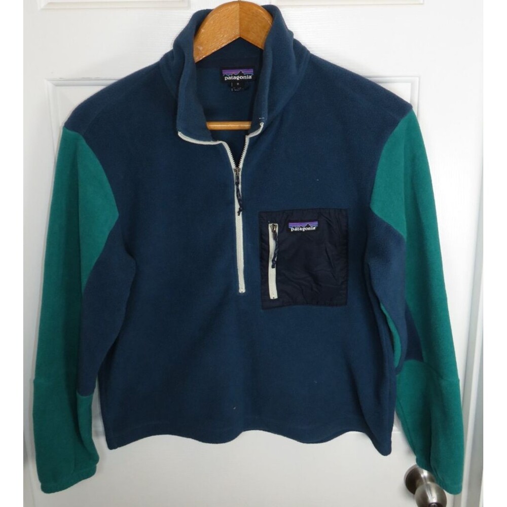 Patagonia Women's Microdini 1/2-Zip Pullover Medium Tidepool Blue Colorblock